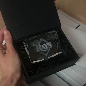 TAMPA BAY RAYS MVP Crystal MLB Logo Desk Paper Weight ⚾️